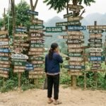 Một người đứng trước nhiều biển chỉ dẫn, thể hiện cảm giác quá tải vì phải chọn quá nhiều